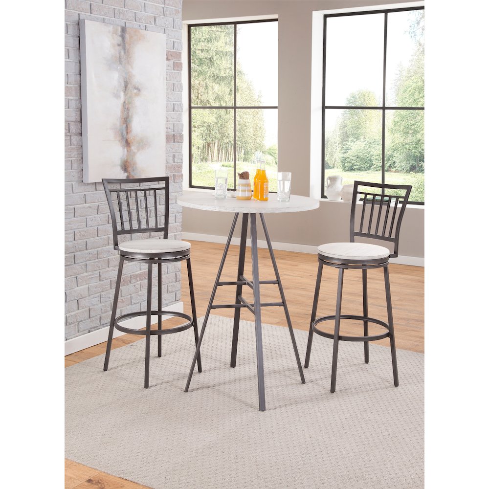 Stockton 30" Metal Swivel Stool - Slate Grey - White Oak Seat. Picture 3