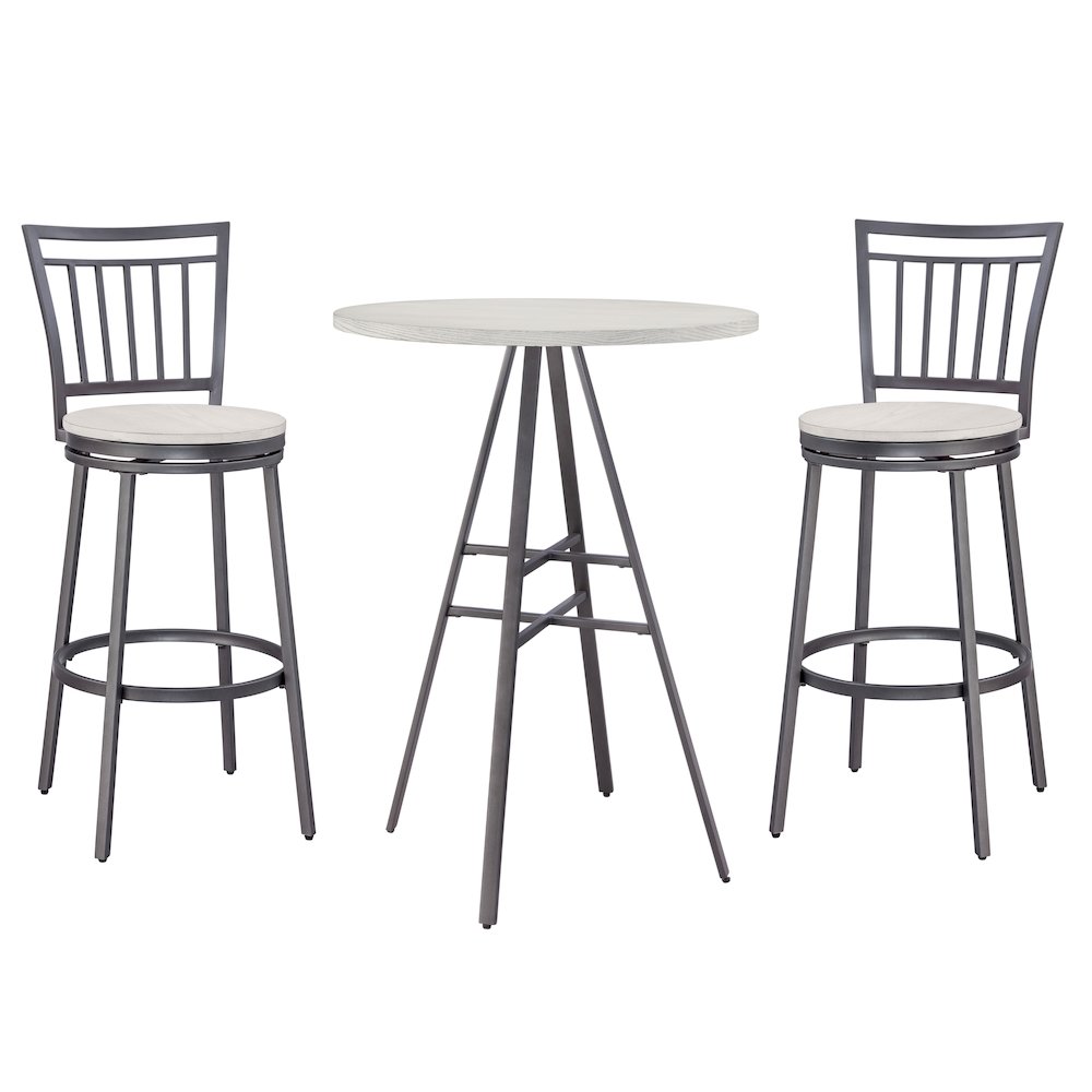 Stockton 3 Piece Pub Table Set - Slate Grey/Whitewashed. Picture 1