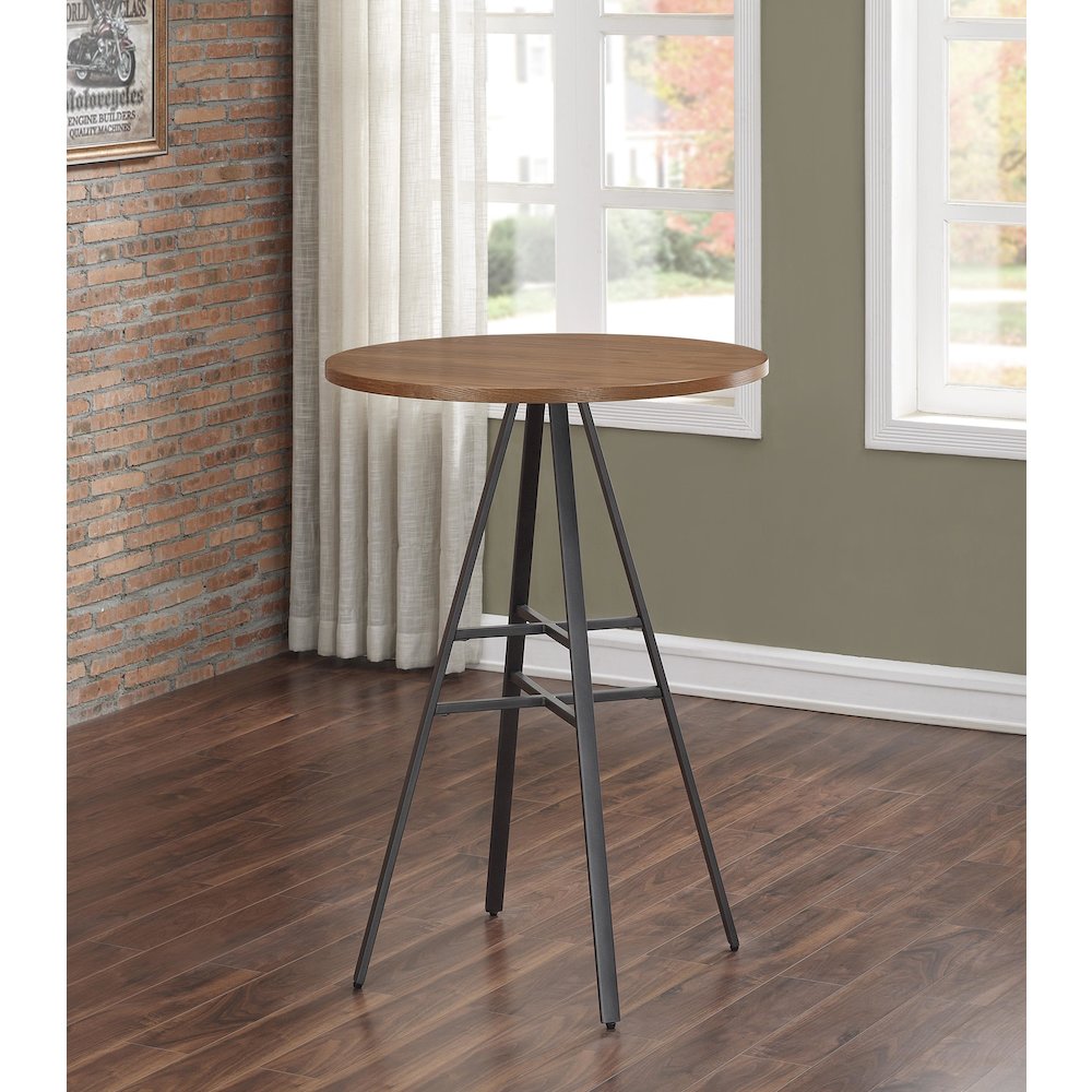 Stockton Round Pub Table - Slate Grey - Golden Oak Top. Picture 4