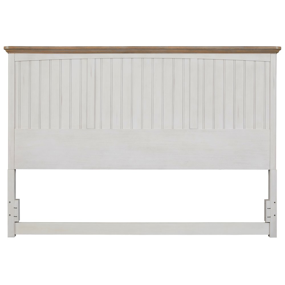 Beach Comber Queen Headboard - Weathered White - Sand Top. Picture 1