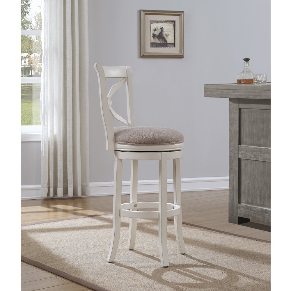 Accera 34" Swivel Stool - Distressed Antique White. Picture 5