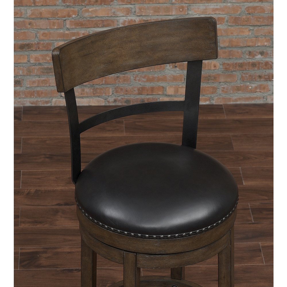 Taranto 30" Bar Swivel Stool - Washed Brown. Picture 6