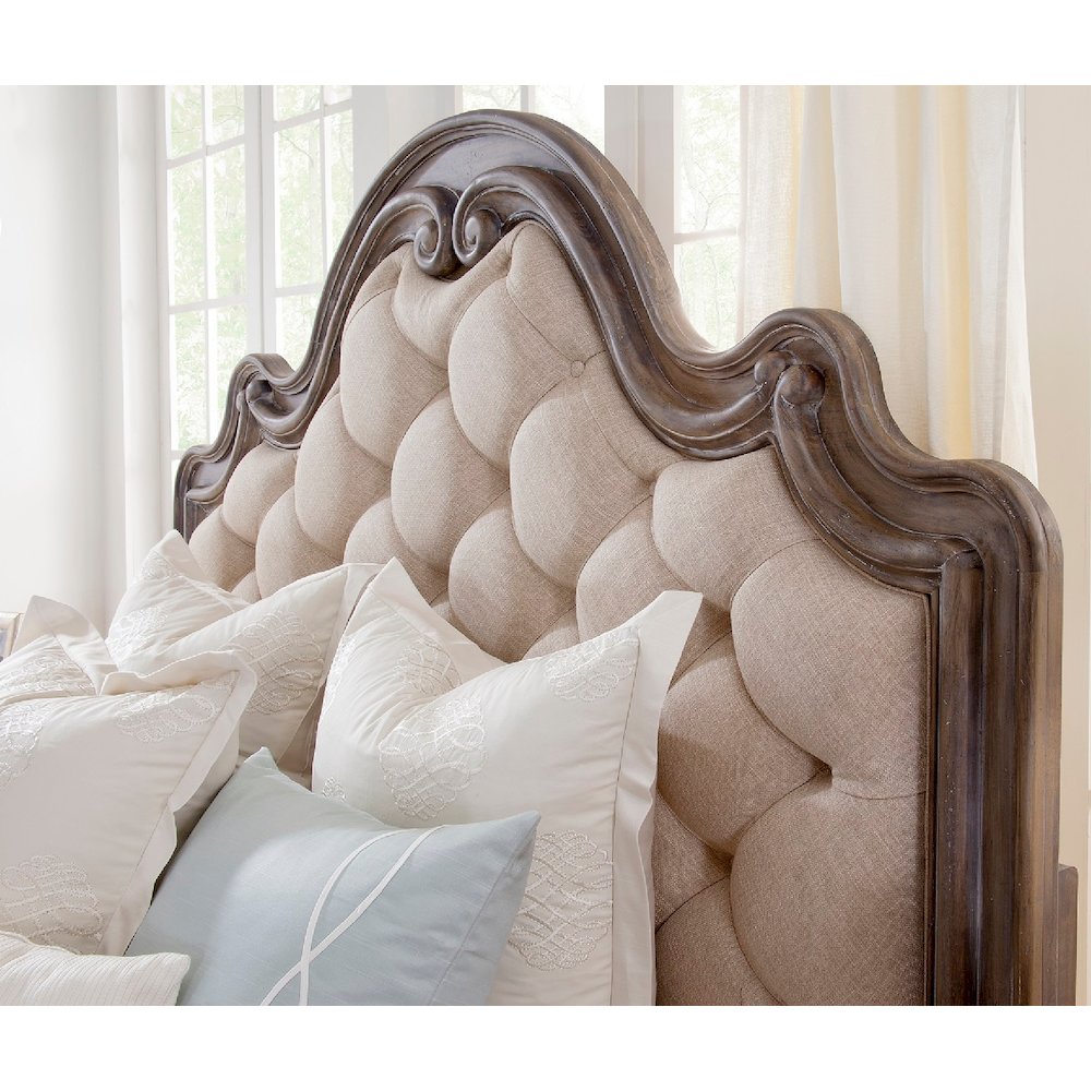 Genoa Queen Tufted Upholstered Bed - with Panel Footboard - Antique Grey. Picture 3
