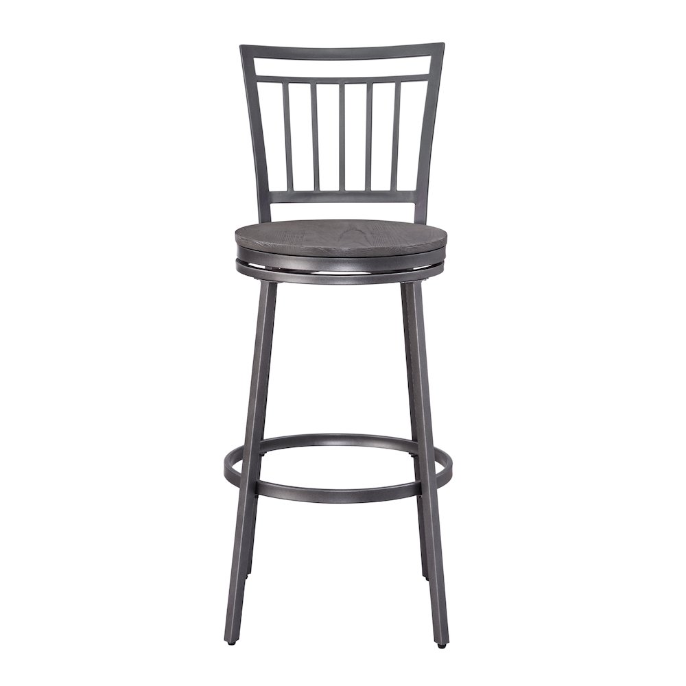 Stockton 25" Metal Swivel Stool - Slate Grey - Grey Oak Seat. Picture 2