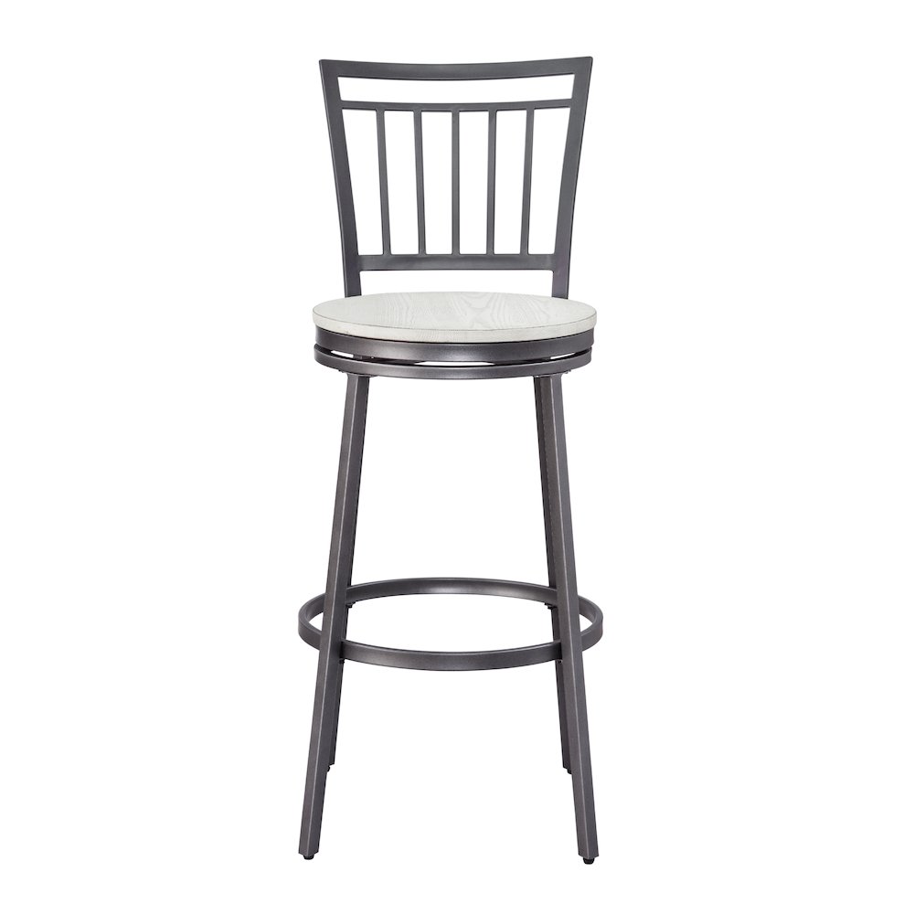Stockton 30" Metal Swivel Stool - Slate Grey - White Oak Seat. Picture 1