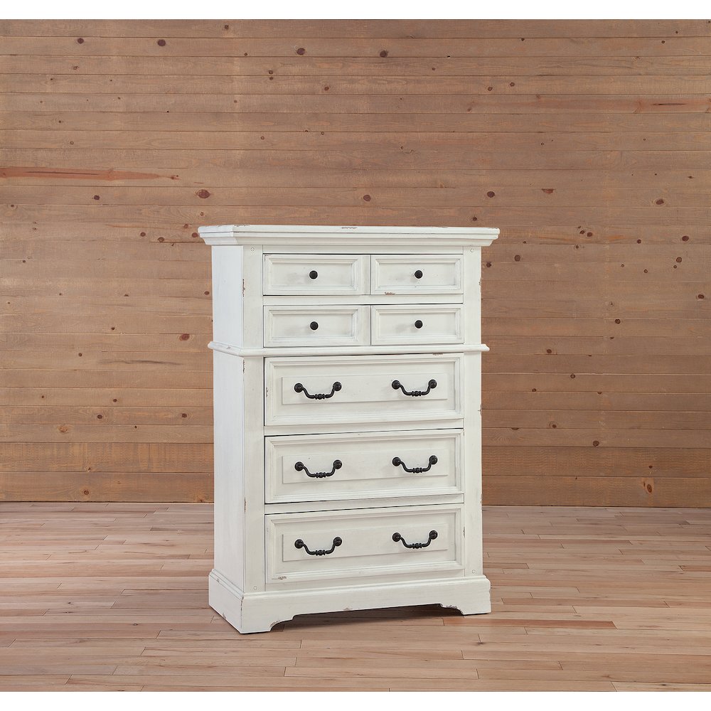 Stonebrook 5-Drawer Chest - Distressed Antique White. Picture 9