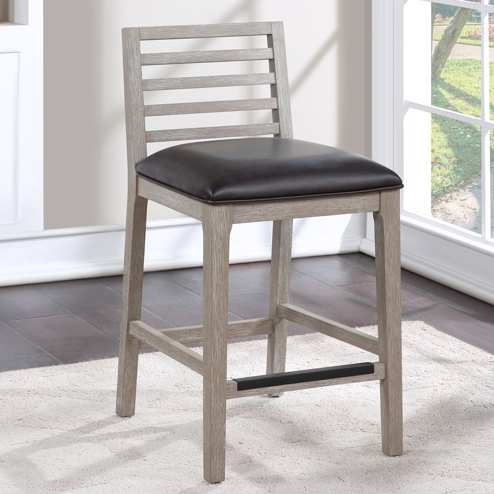 Siri 26" Wood Stool - Driftwood Grey. Picture 7