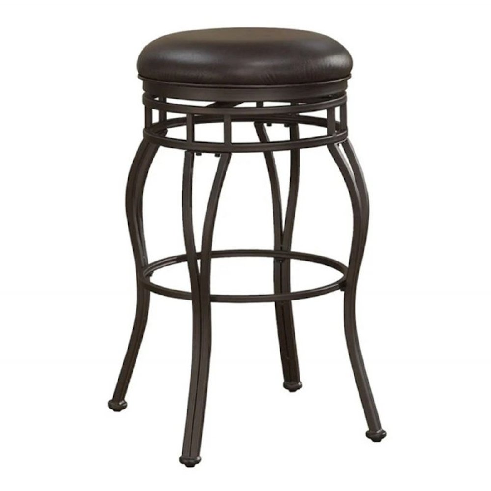 Sienna 34" Backless Metal Swivel Stool - Russet Brown. Picture 1