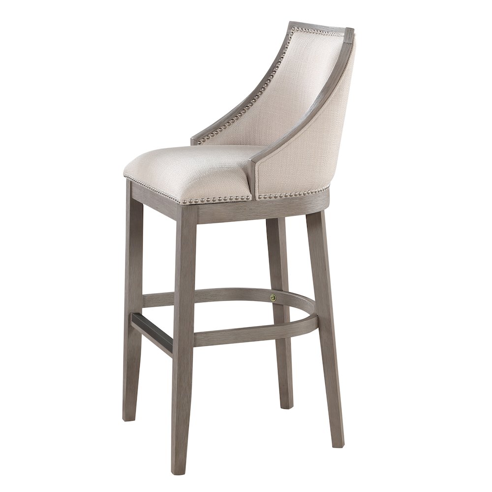 Keller Counter Height Stool 30" - Beige Fabric - Greywood Finish. Picture 4