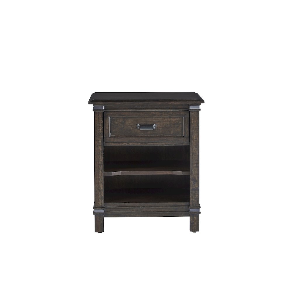 Farmwood 1-Drawer Nightstand - Whiskey Barrell. Picture 1