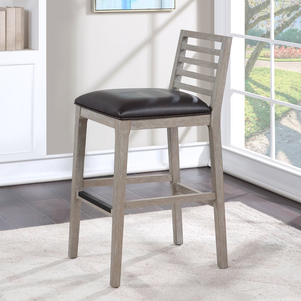 Siri 30" Wood Stool - Driftwood Grey. Picture 8