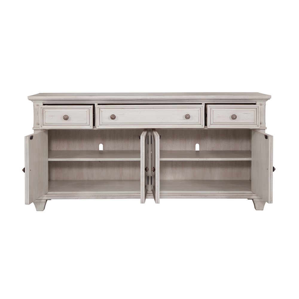 Sedona 72" Entertainment Console in Cobblestone White. Picture 3