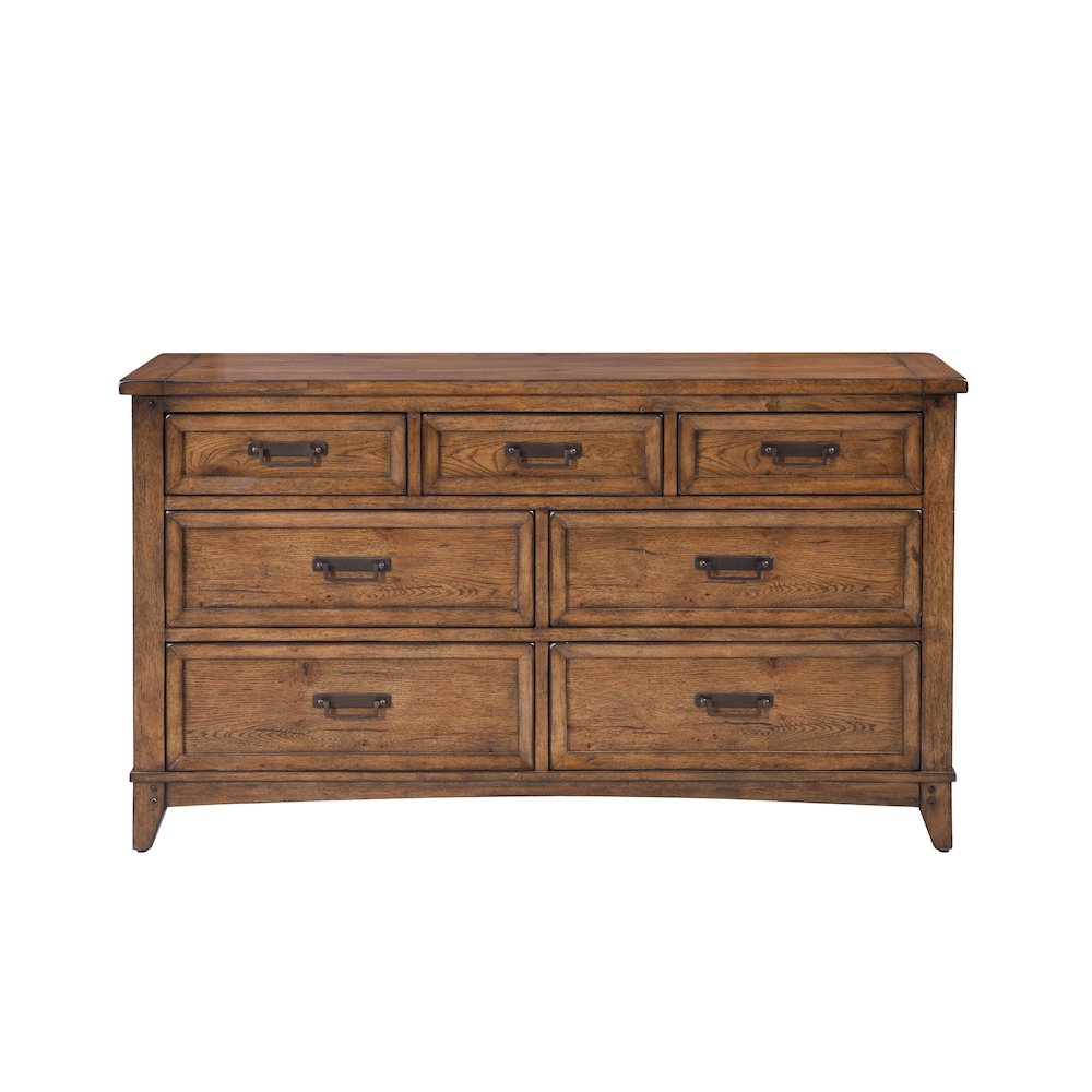 Oakdale 7-Drawer Dresser - Honey Oak. Picture 2