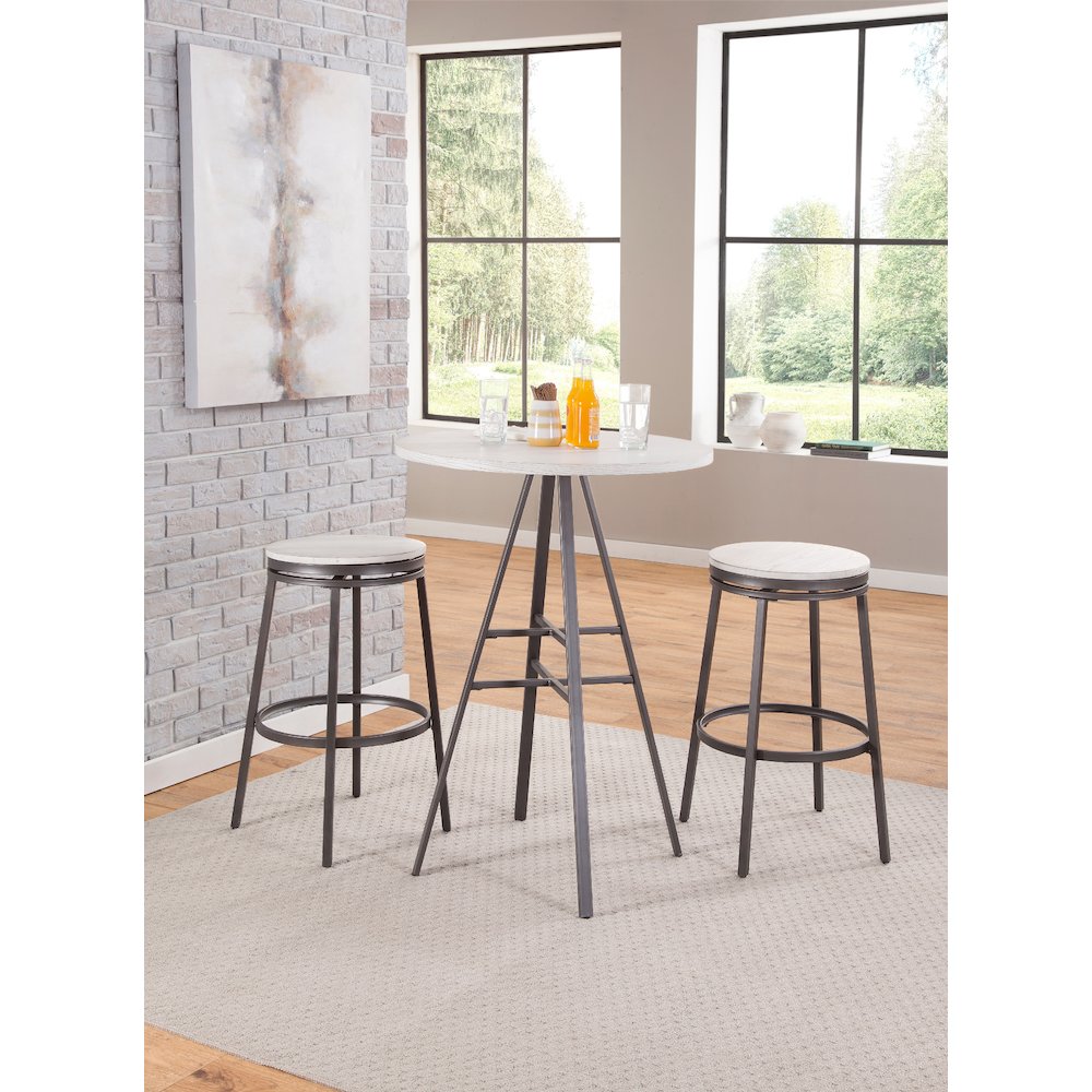 Stockton 30" Backless Metal Swivel Stool - Slate Grey - White Oak Seat. Picture 4
