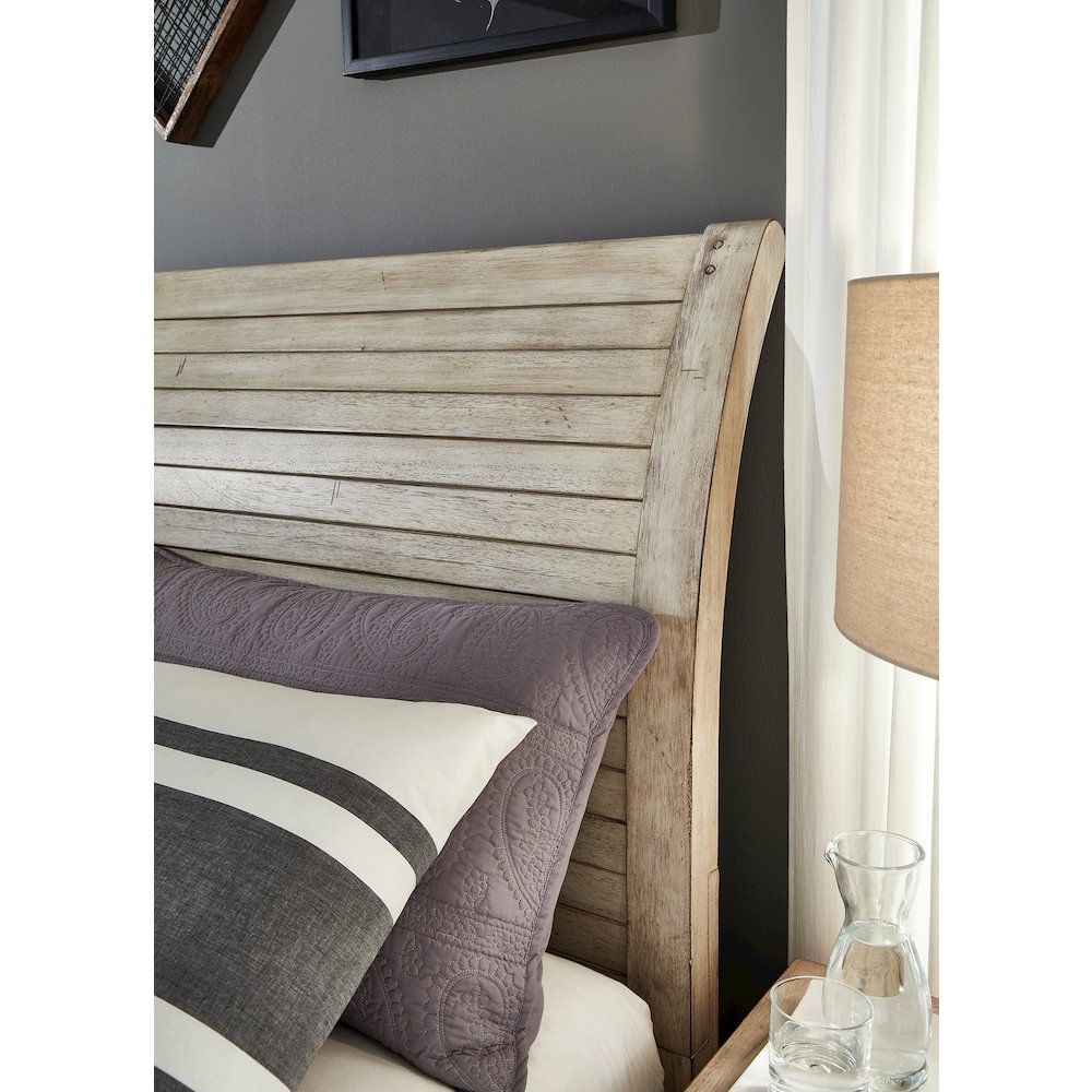 Aurora King Sleigh Bed - With Storage Footboard - Whitewash. Picture 3