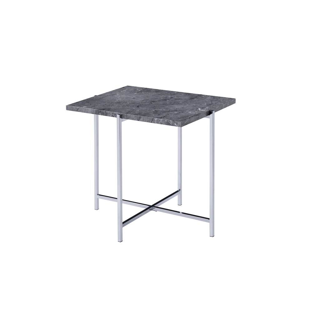 Adelae End Table Engineered Stone Top & Chrome. Picture 1