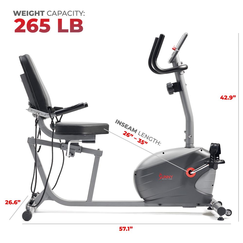 Sunny Health & Fitness Performance Interactive Series Recumbent Exercise Bike with Exclusive SunnyFit™ App Enhanced Bluetooth Connectivity - SF-RB420031. Picture 4