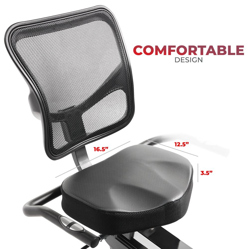 Sunny Health & Fitness Premium Magnetic Resistance Smart Recumbent Bike with Exclusive SunnyFit® App Enhanced Bluetooth Connectivity. Picture 11