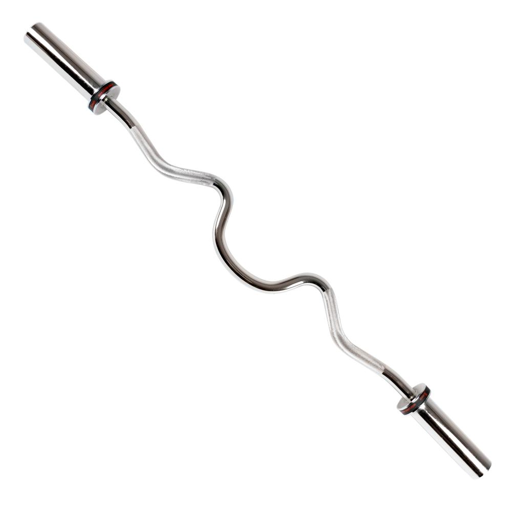 48" Olympic Super Curl Bar with Ring Collars. Picture 1