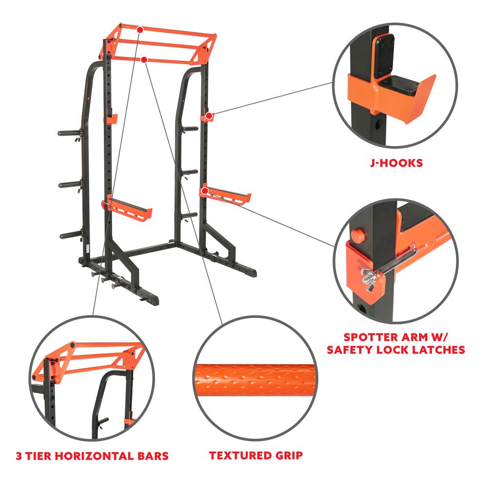Sunny Health & Fitness Power Zone Half Rack Heavy Duty Performance Power Cage with 1000 LB Weight Capacity – SF-XF9933. Picture 5