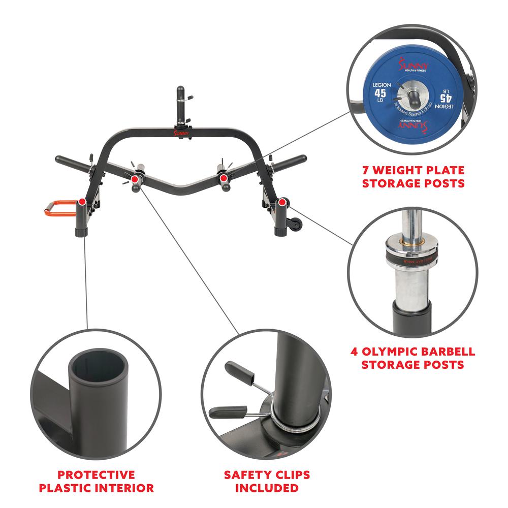 Sunny Health & Fitness Multi-Weight Plate and Barbell Rack Storage Stand SF-XF9938. Picture 3
