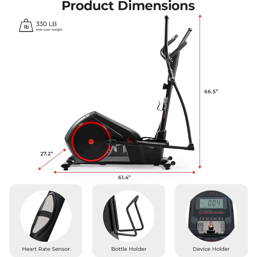 Smart 15-Level Magnetic Resistance Elliptical machine with Long Stride. Picture 8