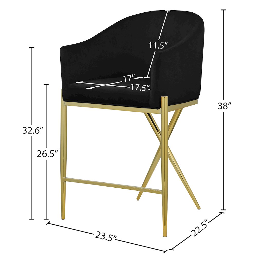 Xavier Black Velvet Counter Stool. Picture 6