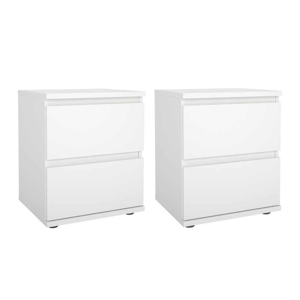 Nova 2 Drawer Nightstand - Set of 2, White. Picture 1
