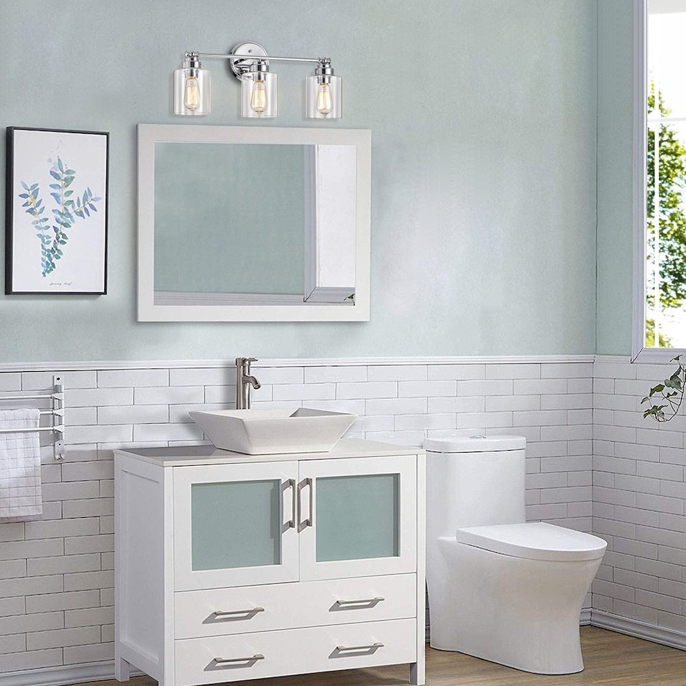 CHLOE Lighting KARSON Transitional 3 Light Chrome Bath Vanity Fixture 23" Wide. Picture 6