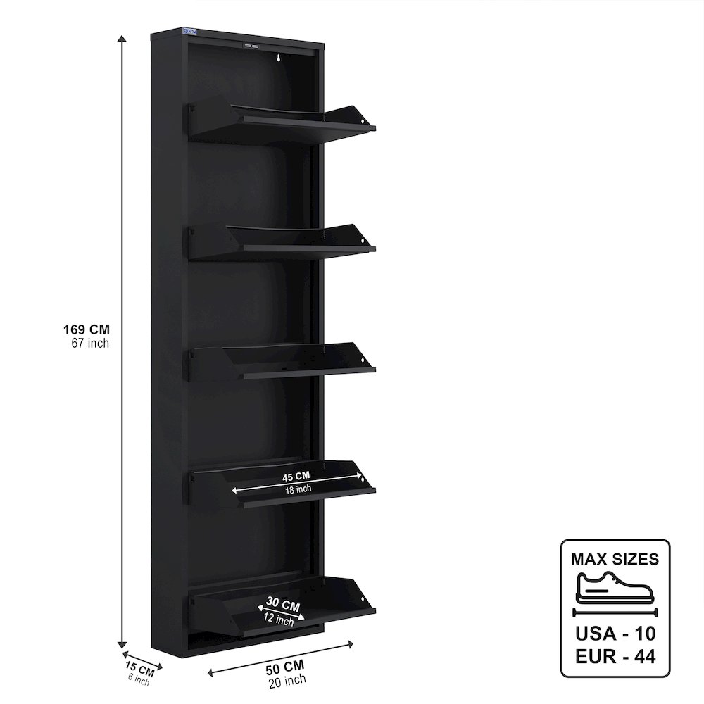 Antibacterial 5 Tier metal shoe cabinet without holes. Picture 5