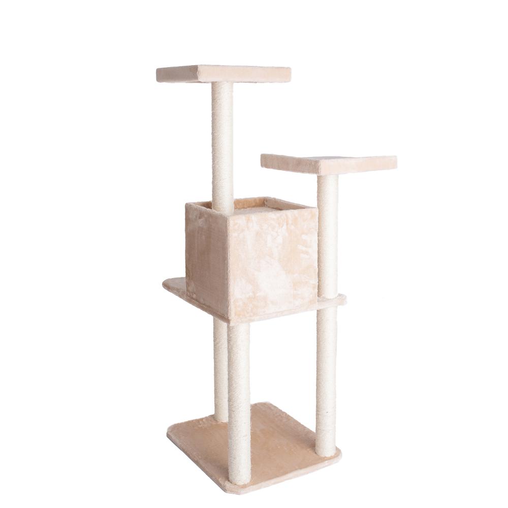 GleePet GP78571021 57-Inch Real Wood Cat Tree In Beige With Two-Door Condo. Picture 3