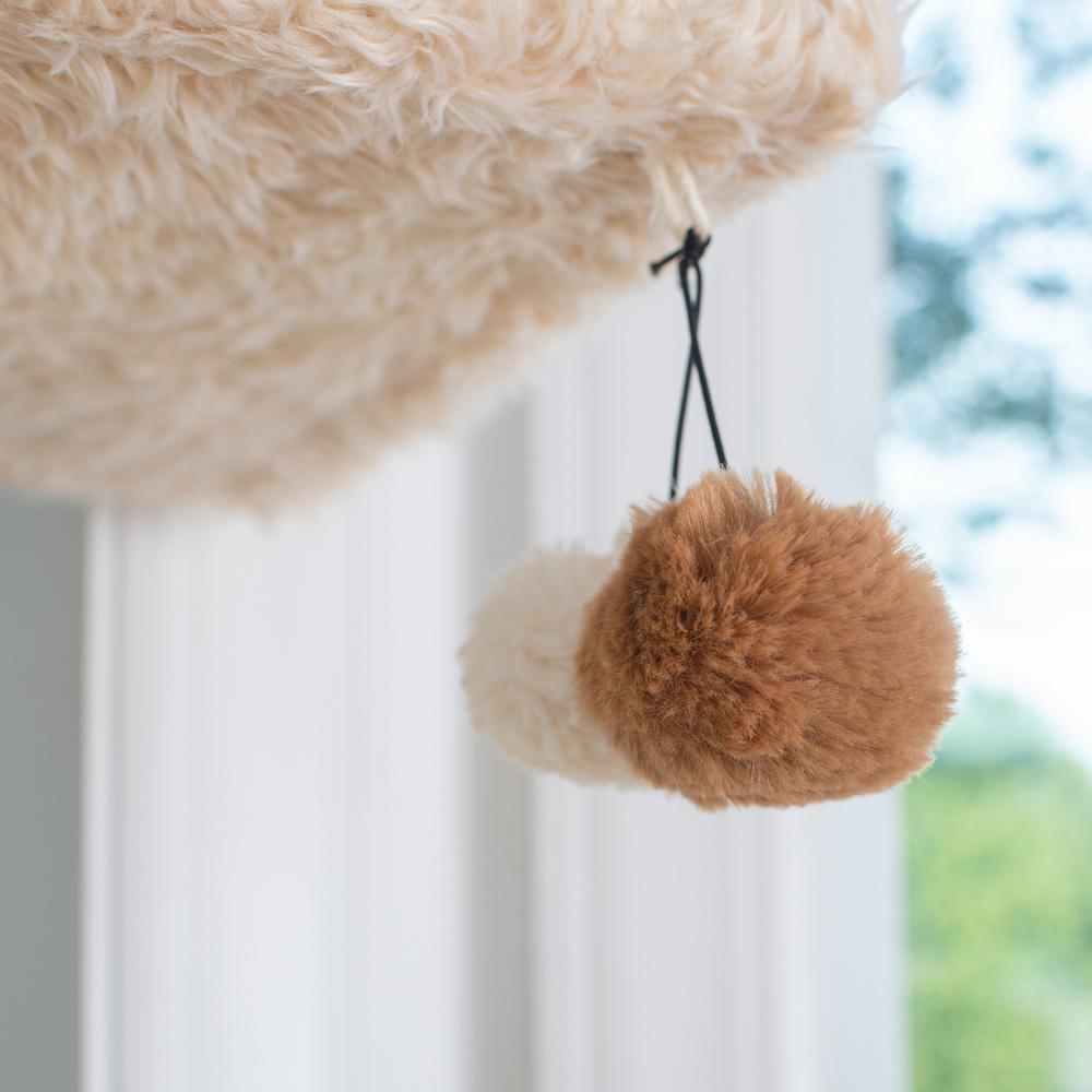 70" Real Wood Cat Furniture,Ultra Thick Faux Fur Covered Cat Condo House, Beige. Picture 8