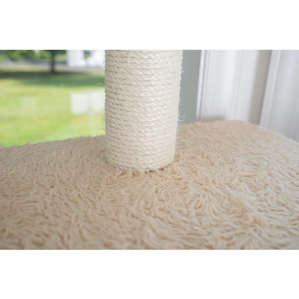 70" Real Wood Cat Furniture,Ultra Thick Faux Fur Covered Cat Condo House, Beige. Picture 6