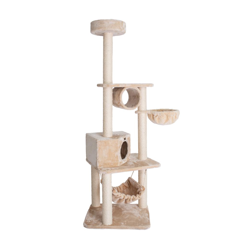 72" H Pet Real Wood Cat Tower, Tower Entertainment Furniture, Basket, Perch. Picture 9