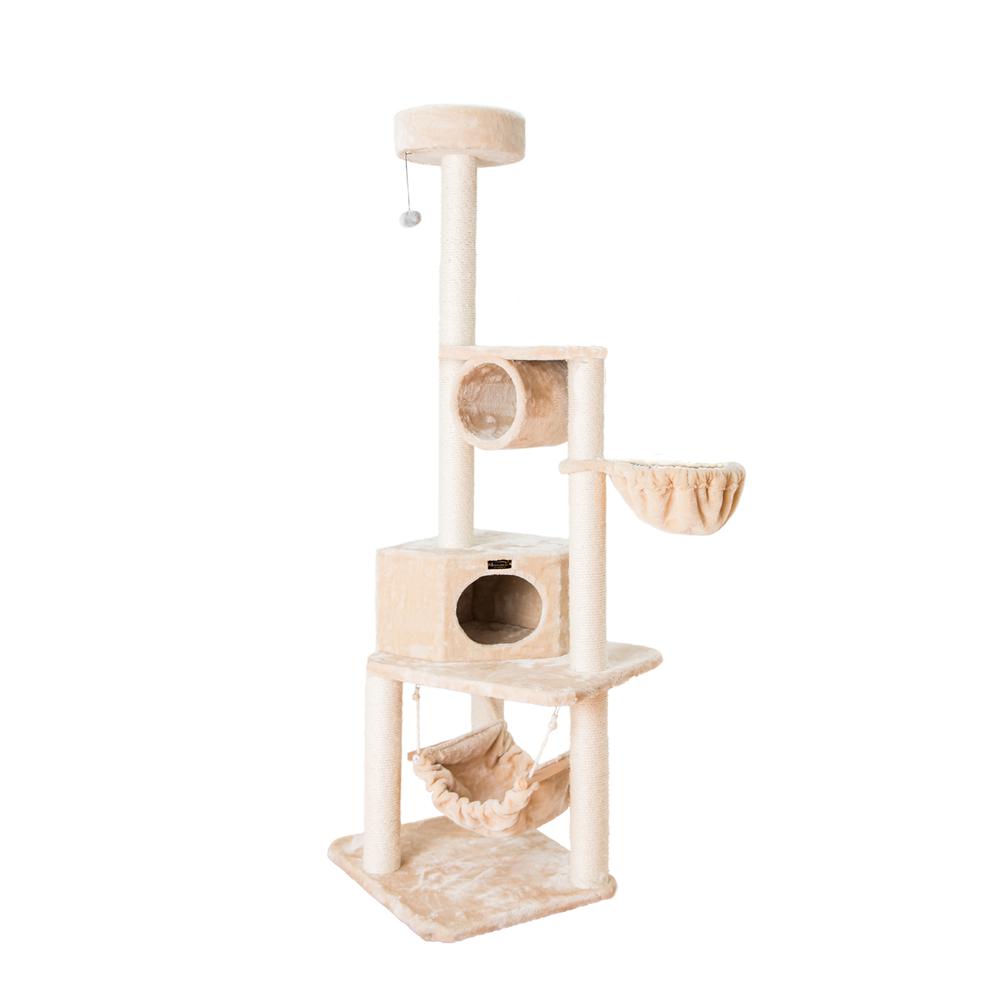 72" H Pet Real Wood Cat Tower, Tower Entertainment Furniture, Basket, Perch. Picture 3