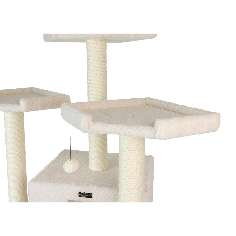 Classic Real Wood Cat Tree In Ivory, Multi Levels With Ramp. Picture 7