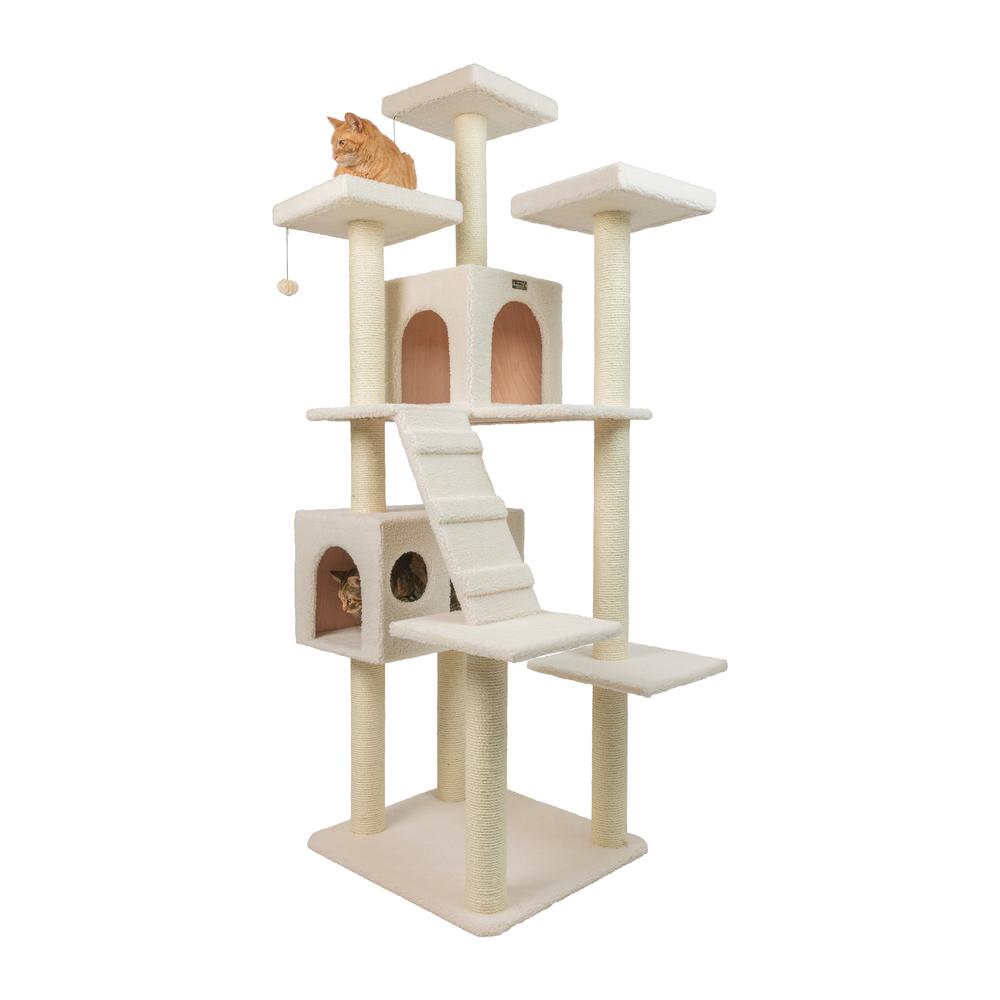 Real Wood Cat Tree In Ivory, Jackson Galaxy Approved, Multi Levels With Ramp. Picture 11