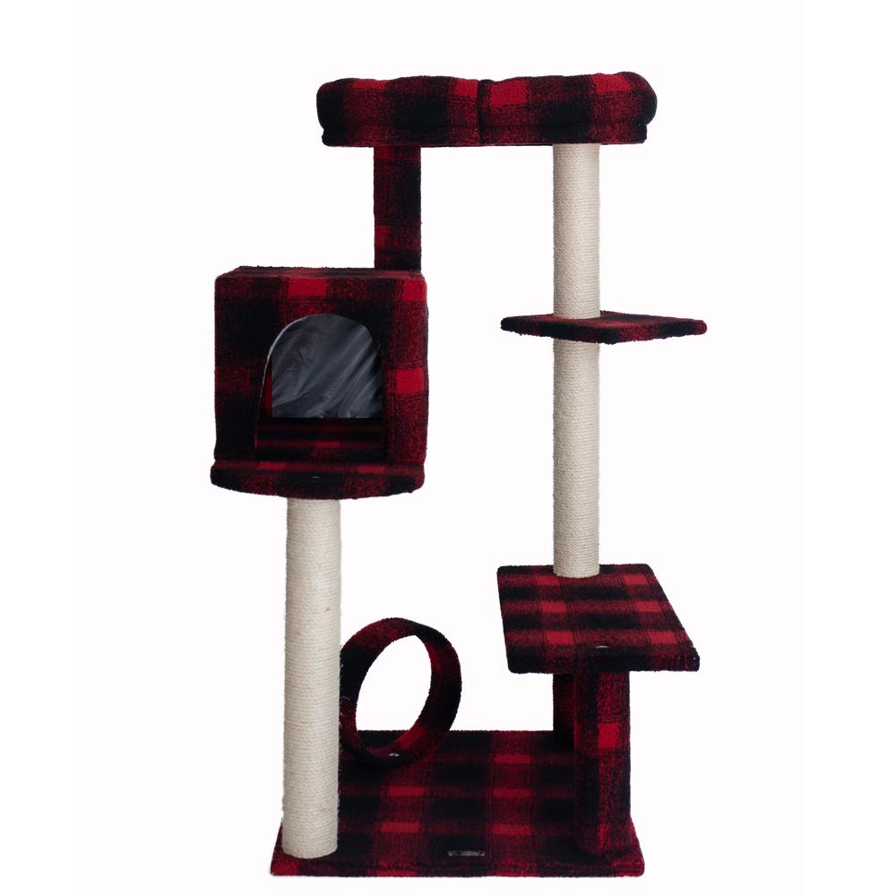 50-Inch Classic Real Wood Cat Tree With Veranda, Bench, Mini Perch. Picture 9