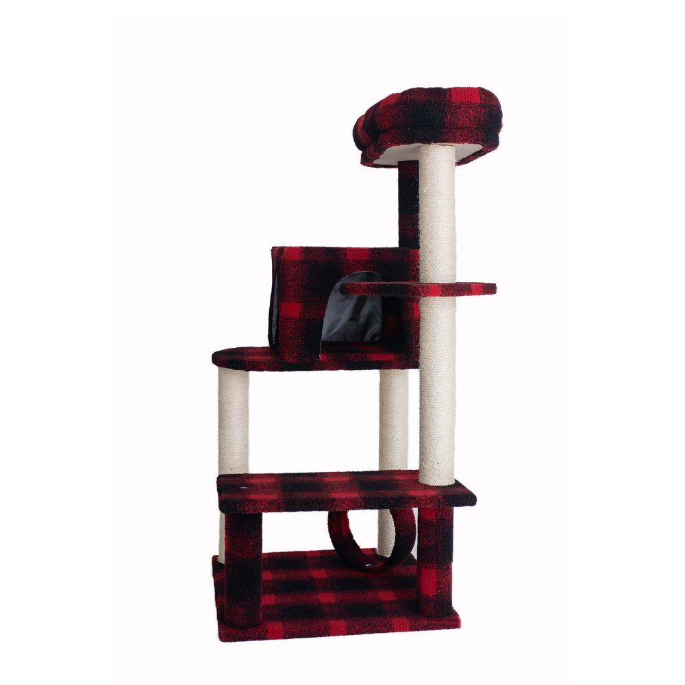 50-Inch Classic Real Wood Cat Tree With Veranda, Bench, Mini Perch. Picture 5