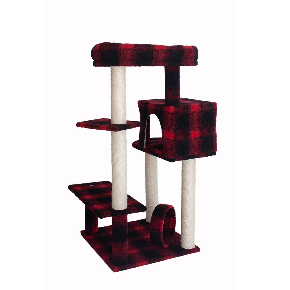 50-Inch Classic Real Wood Cat Tree With Veranda, Bench, Mini Perch. Picture 4