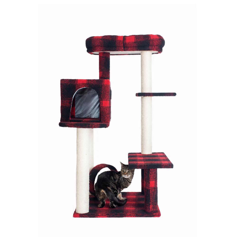 50-Inch Classic Real Wood Cat Tree With Veranda, Bench, Mini Perch. Picture 2