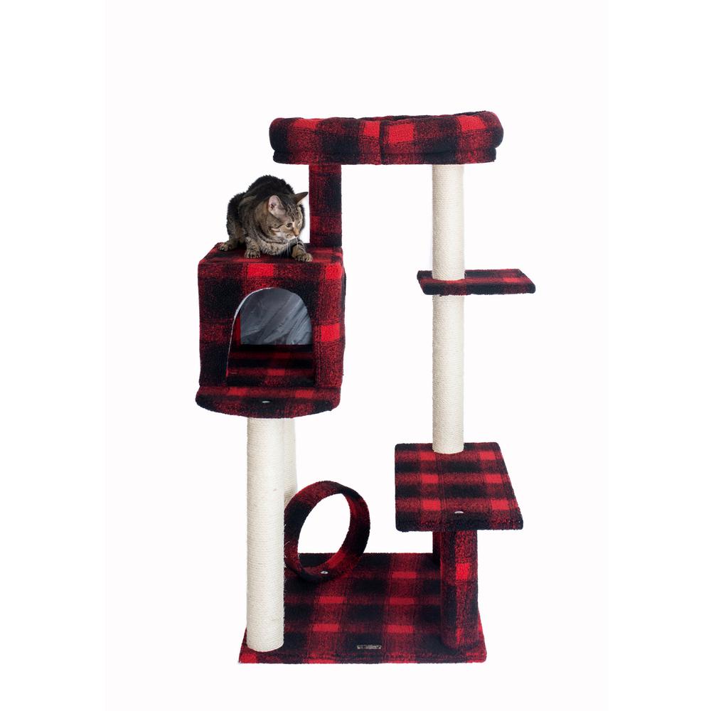50-Inch Classic Real Wood Cat Tree With Veranda, Bench, Mini Perch. Picture 3