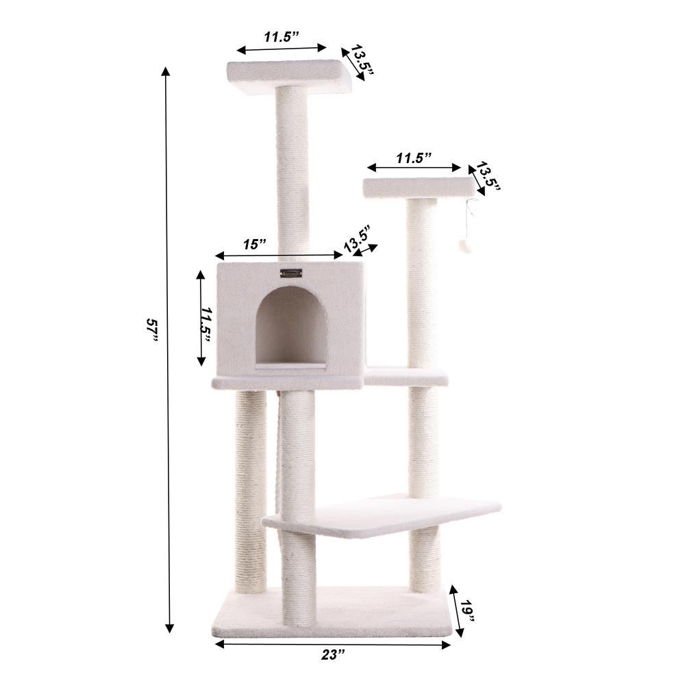 Armarkat Ivory 57" High Real Wood Cat Tree, Fleece Covered Cat Climber, B5701. Picture 8