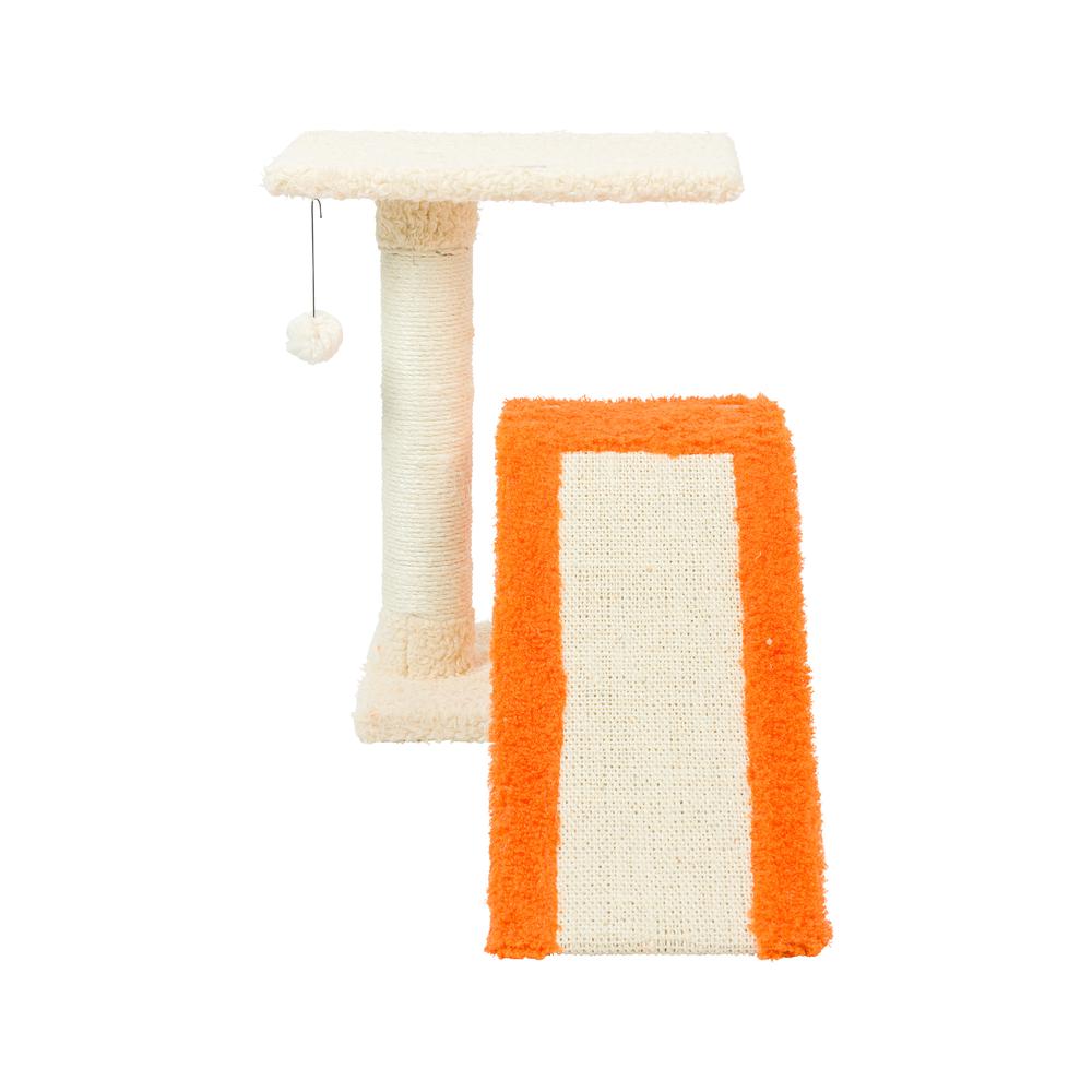 Two-Level Platform Real Wood Scratcher W Sisal Carpet Ramp. Picture 10