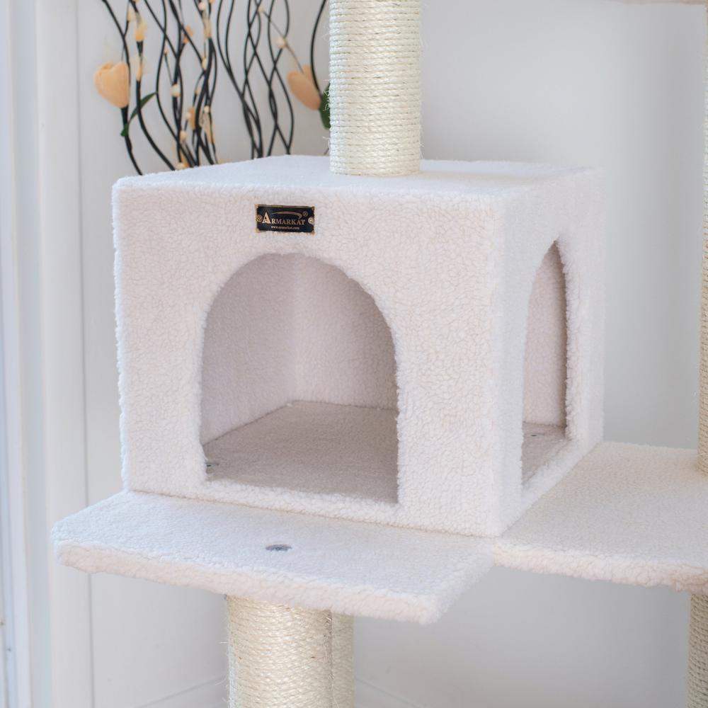 Armarkat Ivory 57" High Real Wood Cat Tree, Fleece Covered Cat Climber, B5701. Picture 5