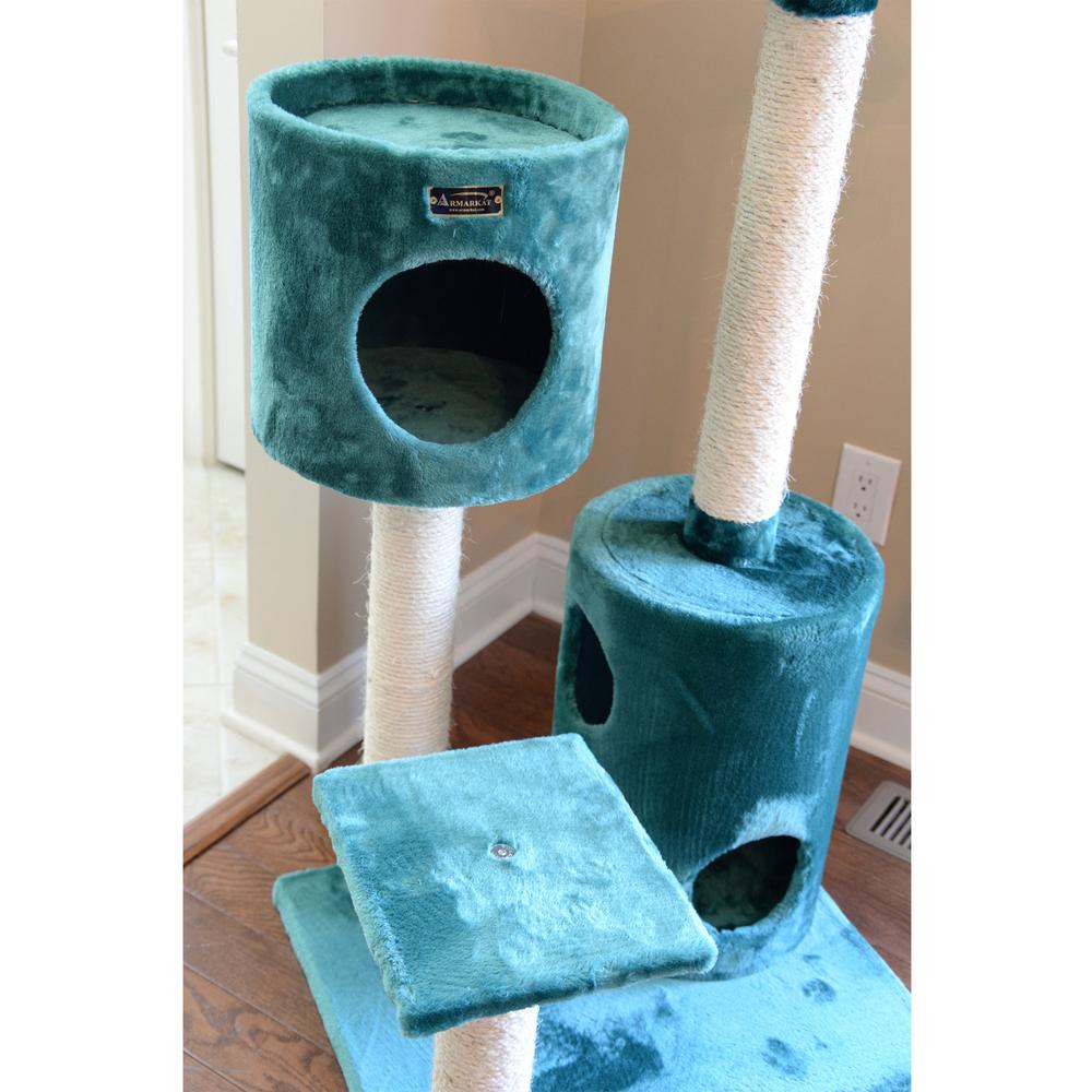 Real Wood Cat Tree Condo House With 2 Private Condos 43" Green. Picture 4