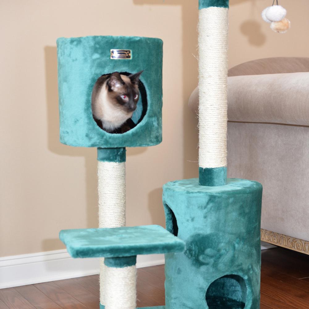Real Wood Cat Tree Condo House With 2 Private Condos 43" Green. Picture 5
