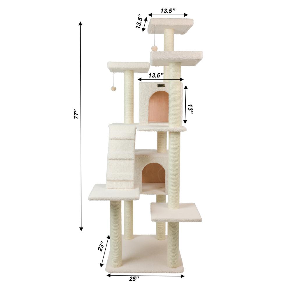 Real Wood Cat Tree In Ivory, Jackson Galaxy Approved, Multi Levels With Ramp. Picture 6