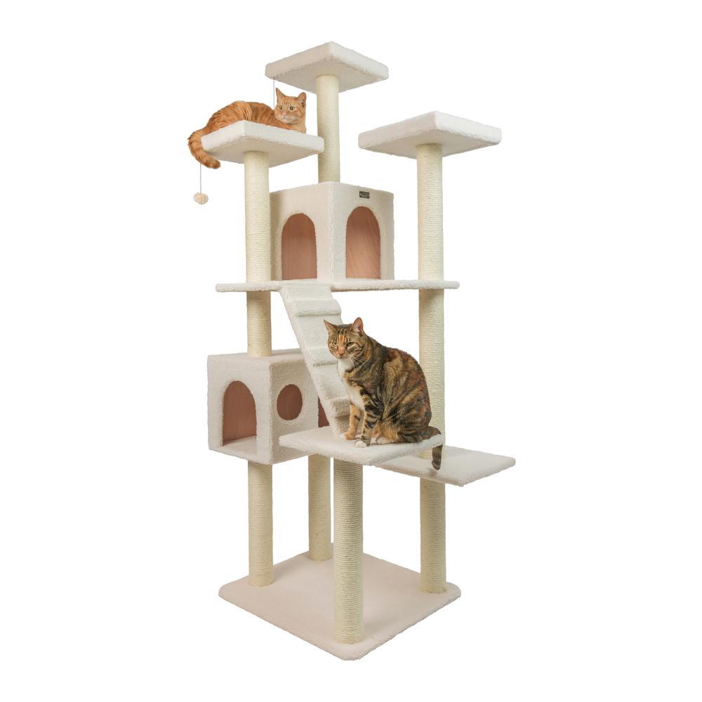 Real Wood Cat Tree In Ivory, Jackson Galaxy Approved, Multi Levels With Ramp. Picture 12