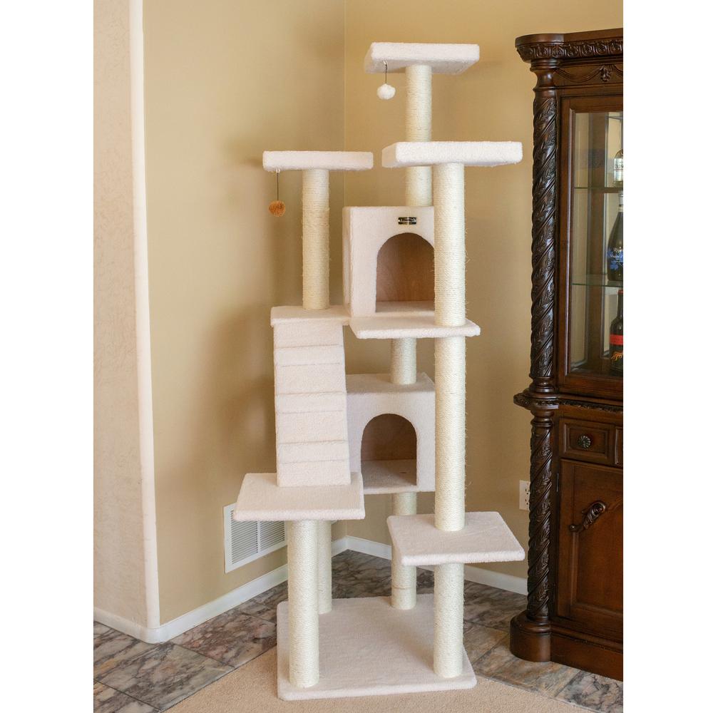 Real Wood Cat Tree In Ivory, Jackson Galaxy Approved, Multi Levels With Ramp. Picture 3